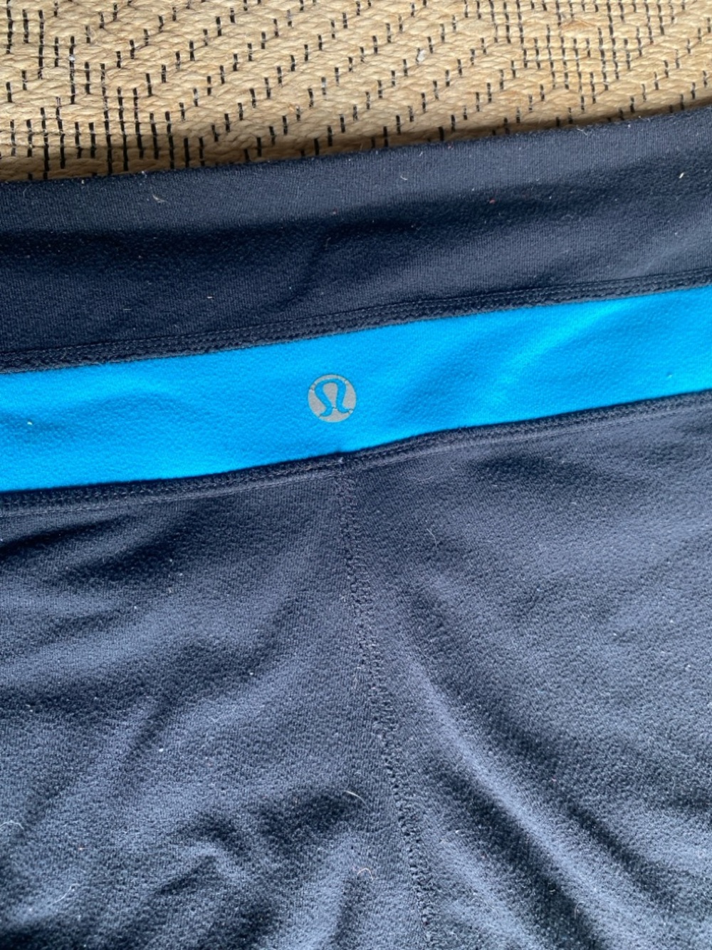 Lululemon Black Leggings with Blue Waistband